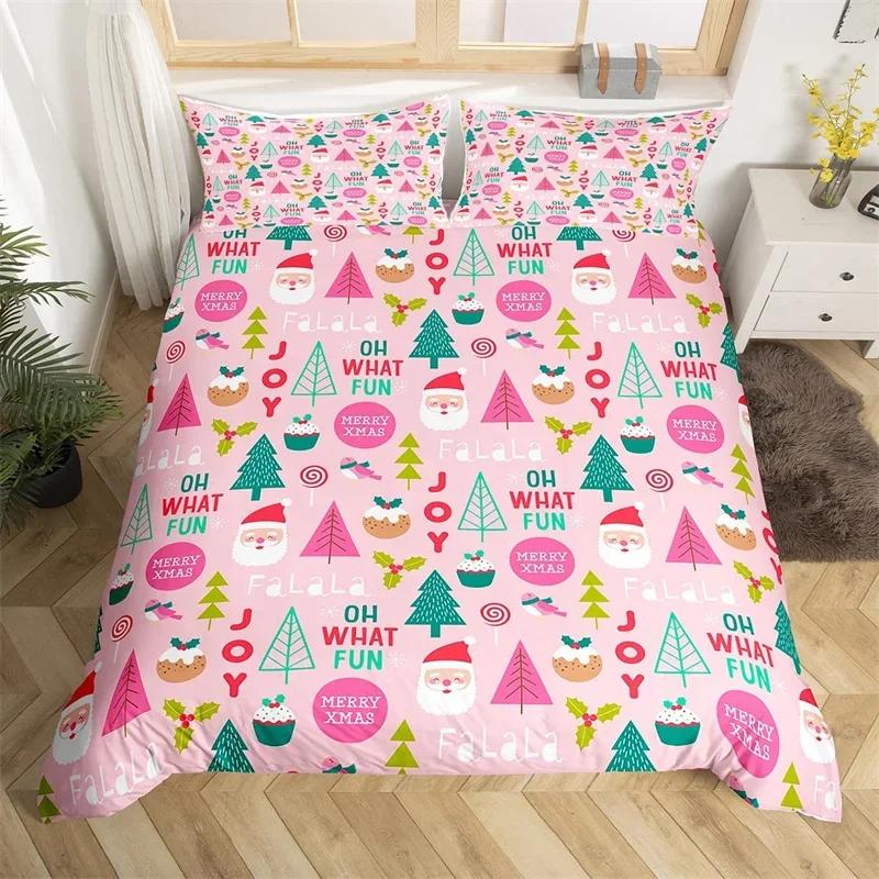 Christmas Tree Santa Claus Duvet Cover Twin King Queen Kids Christmas Bedding Set Polyester Botanical Racing Car Comforter Cover