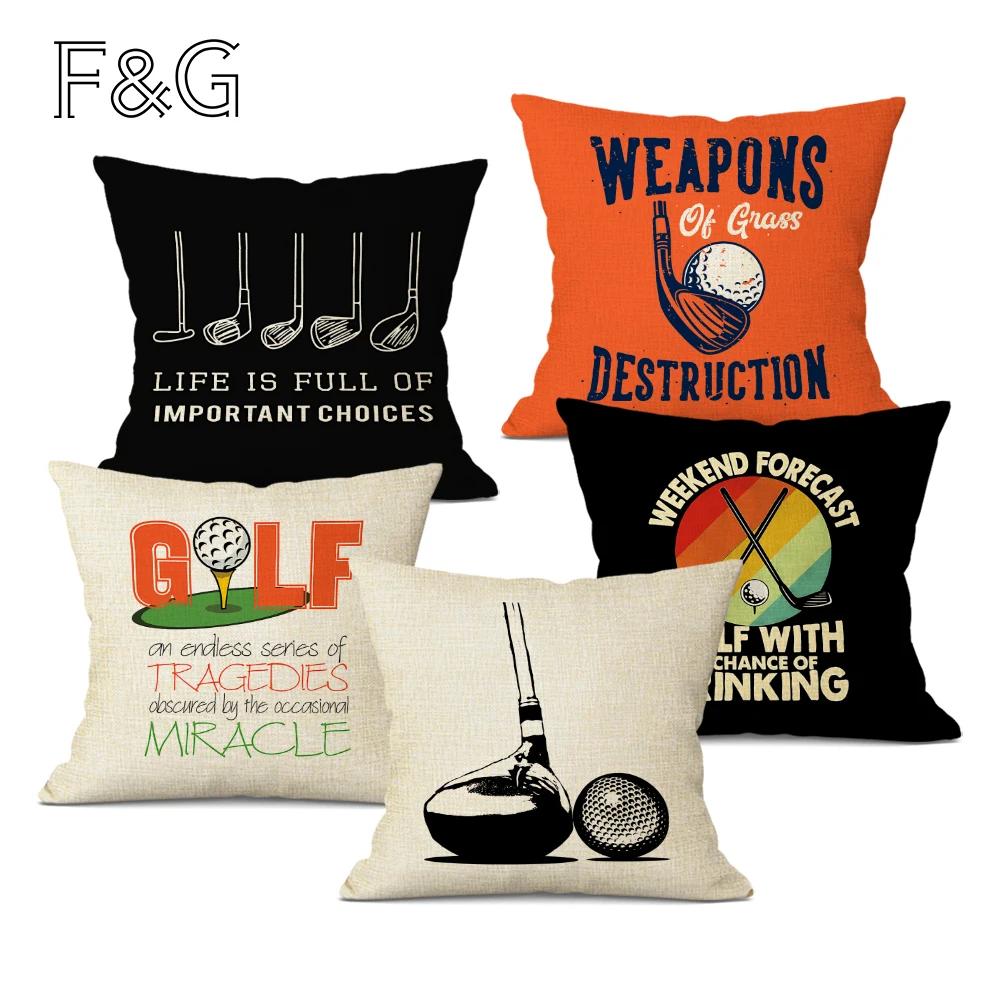 

Декоративная наволочка с принтом в виде гольфа, наволочка в винтажном стиле 45x45 см для украшения дома 450mm*450mm