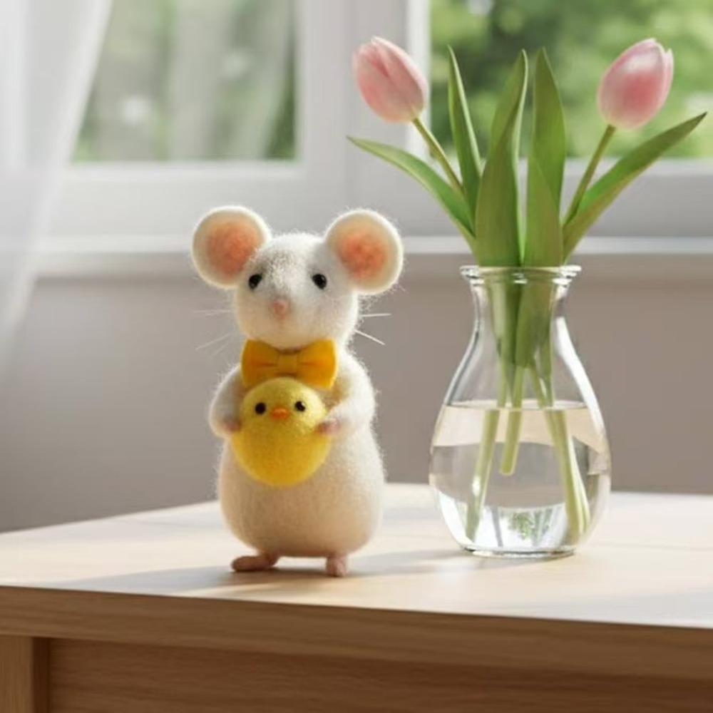 Craft Needle Felting Supply Needle Felted Mouse Handmade Figurine Gifts Felt Mice Ornaments Cute Mouse Mouse Collectible Easter