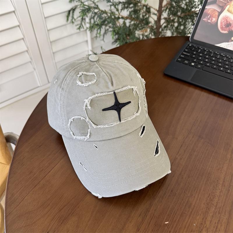 Retro Hole Three-dimensional Embroidery Cross Cap Unisex Four-season Sunscreen Baseball Cap Youth Shopping Trendy Hat