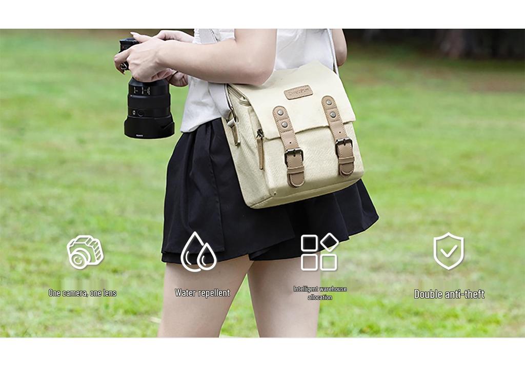 Cwatcun Japanese Style Canvas Crossbody DSLR Camera Bag