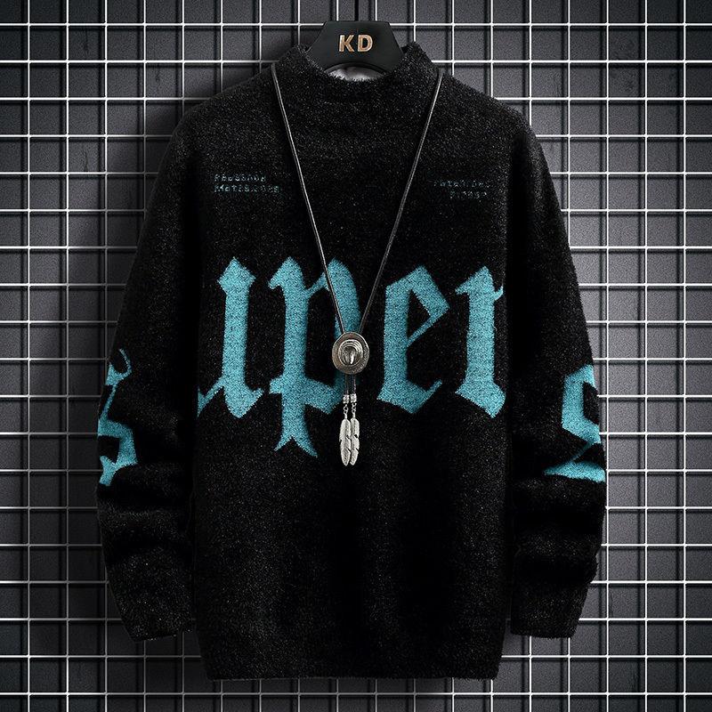 

Свитер с круглым вырезом Мужской Осенне-зимний Пуловер Свитер Топ Мода На каждый день XS чёрный