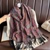 Luxury Embroidery Cashmere Winter Scarves Women Pareo Cape Warm Muslim Modal Hijabs Shawl Chunky Headscarf Ladies Elegant Poncho