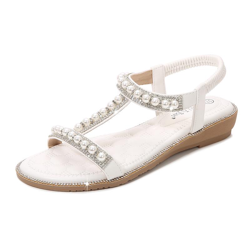 Summer Fashion Women Flat Snadals for Women 2024 Elastic Back Strap Gladiator Comfortable Non-slip Beach Shoes Wedges Sandalias
