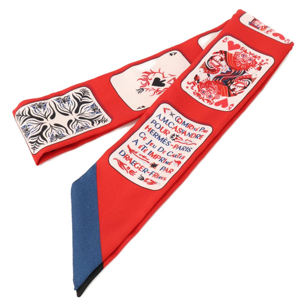 HERMES [Brand new, unused] H063169S-03 JEU DE CARTES Playing Cards Silk Twilly scarf 03 QC/ROUGE/NOIR/ARDOISEUsed