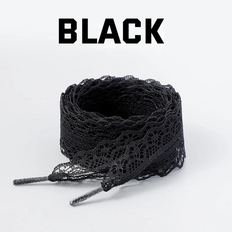 Lace Braided Shoelaces 2.9CM Width Fancy Flat Shoelace Black White Silk Shoe Laces for Ballet Sneakers German Training Shoes 100cm чёрный