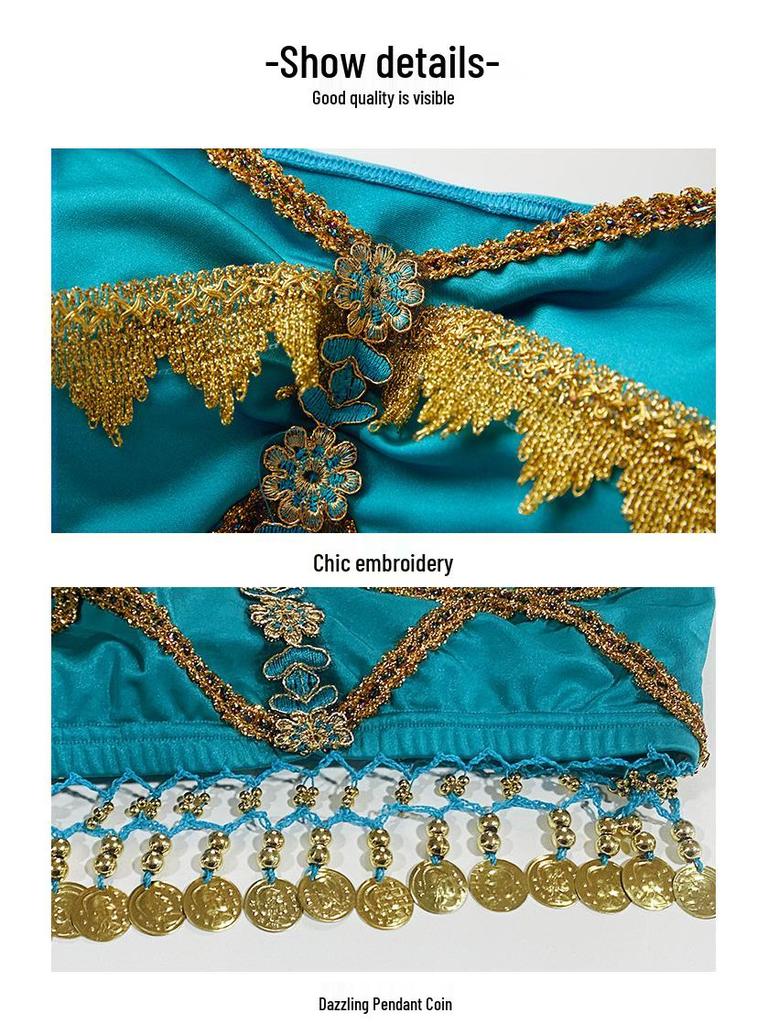 2025 Exotic Indian Dance Costume: Western Dunhuang Princess Jasmine Belly Dance Set for Adults