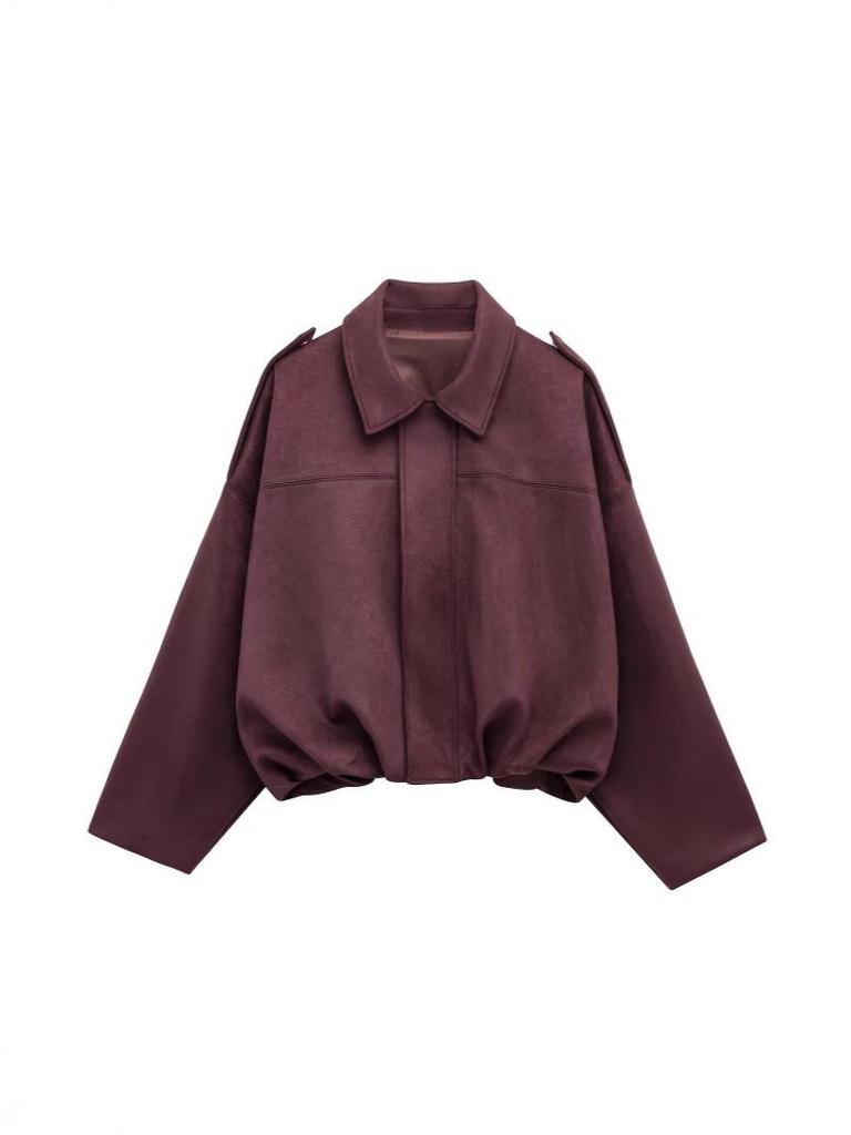 2025 Early Spring Women's Suede Texture Bomber Jacket