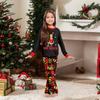 Weihnachtsdruck Süßes Familienset Schlafanzug, Hauskleidung, Familienset Langarm Oberteil Hosen Set