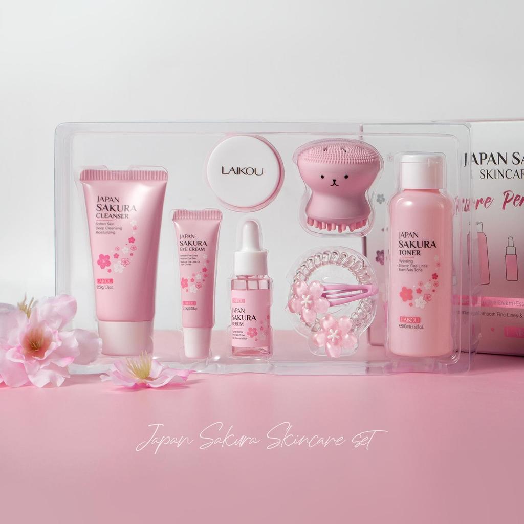 Zestaw do czyszczenia i pielęgnacji twarzy LAIKOU Sakura 8-częściowy Premium jako prezent urodzinowy