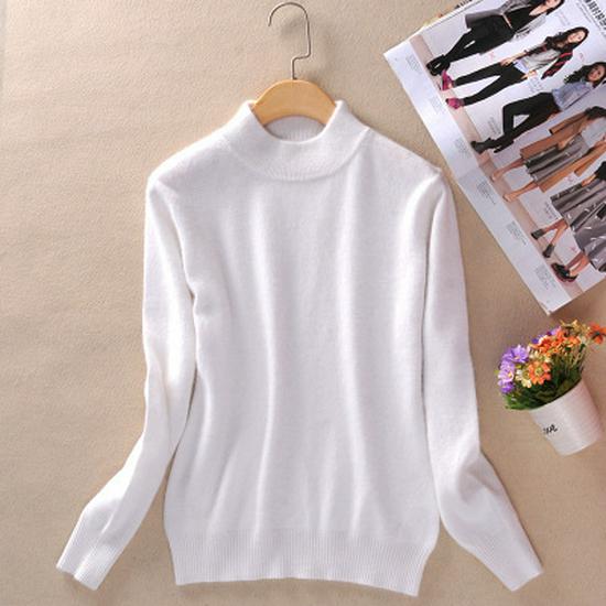 Women's Half-High Collar Spring/Autumn Knit Sweater Pullover