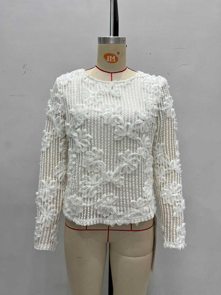 European and American High-End Hollow Crochet Knitwear: Women's New Long-Sleeved Autumn 2025 Top