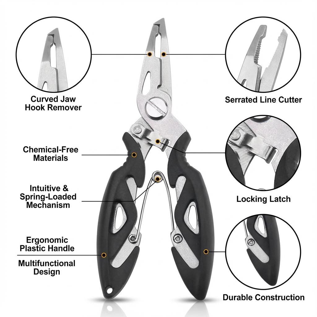 Multifunctional Curved Mouth Road Sub Pliers Cutting Lines Uncoupling Fish Hooks Opening Coils Outdoor Fishing Tools Plier