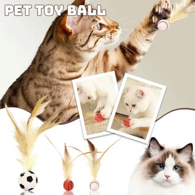 Cat Feather Ball Toys,Interactive Cat Toys For Indoor Cats,Bouncy Balls Toys For Cat,Basketball Soccer Toys For Exercise,Catnip Ball Toys,Cat Chew