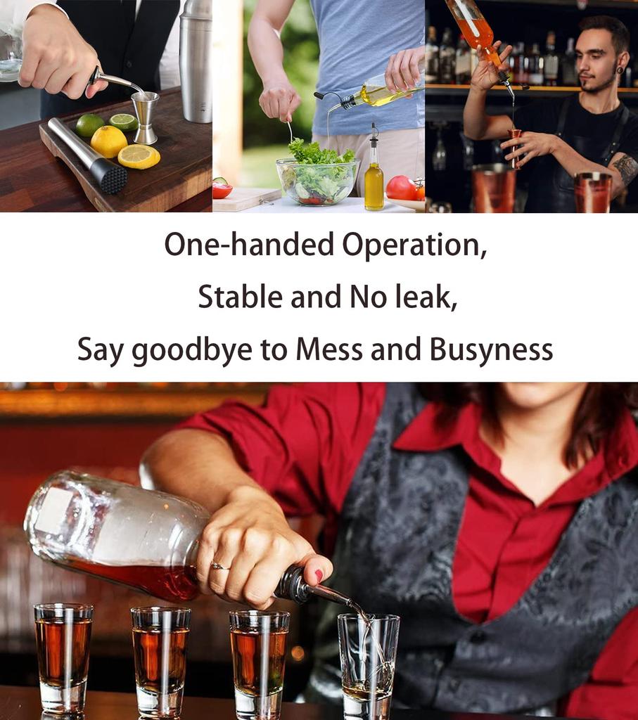 12 Pack Liquor Bottle Pourers, Liquor Pour Spout for Liquor Bottles, Stainless Steel Olive Oil Dispenser Spout, Dust Caps Covers