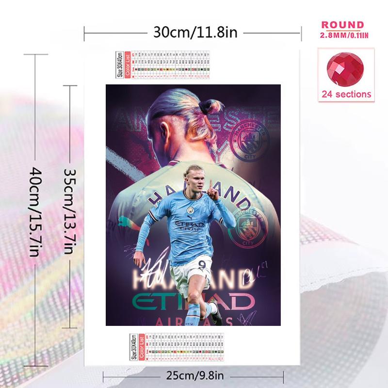 Erling Haaland 100% Round Full Drill 5D DIY Diamond Painting Embroidery Cross Stitch Rhinestone Décor