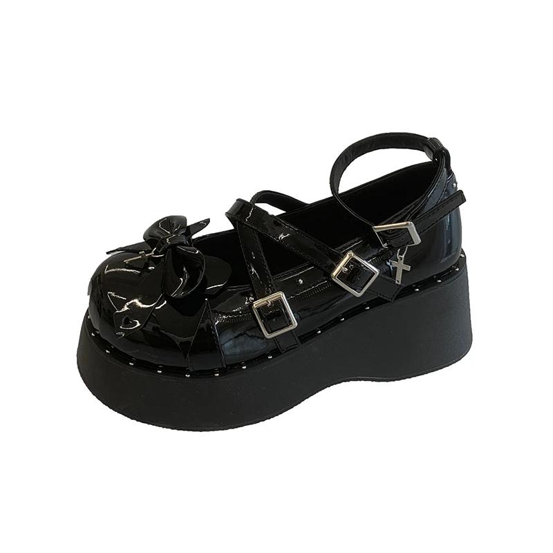 

Модная женская обувь 2024 Мэри Джейн Женские туфли на высоком каблуке Модные сандалии для платья с ремешком и пряжкой Туфли-лодочки Женские Новые Каблуки с бантом-бабочкой Женские 40 чёрный