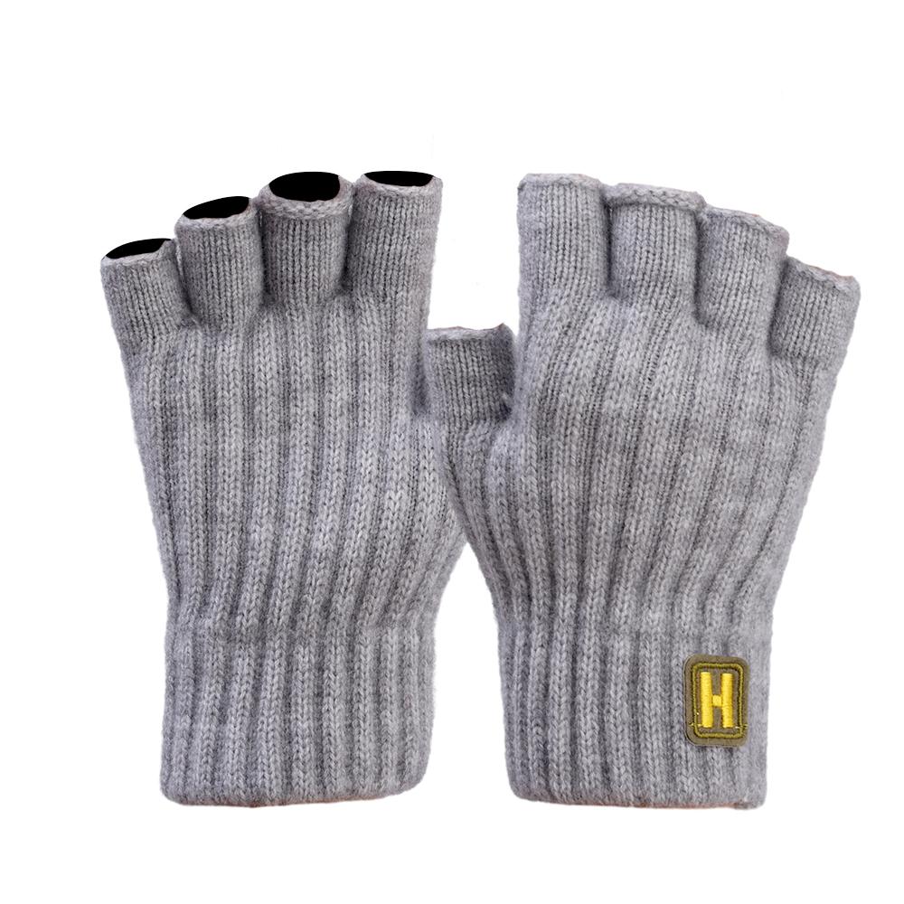 2020New Autumn And Winter Knitted Warm Half Finger H-label Gloves With Sliding Screen Fashion Men's Sports Mittens Warmth Cold-proof