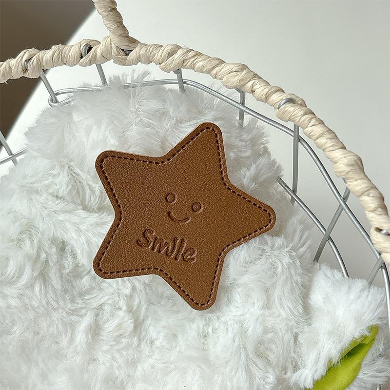 Solid Color Leather Pentagram Mobile Phone Airbag Bracket Pasted Portable Desktop Folding Ring Bracket Simple Internet Celebrity