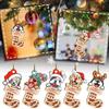Cartoon Dog Socks Christmas Pendants Decorative Dog Car Pendant  Car