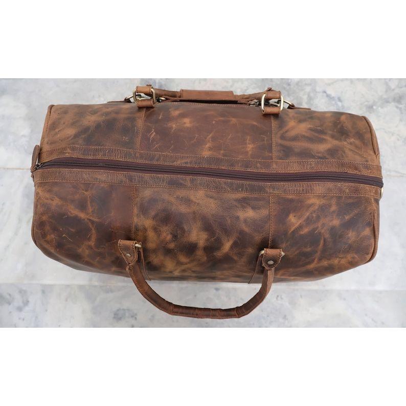 Leather Duffel Bag for Travel Buffalo Leather Weekender Outdoor Duffle Bag Carry On Holdall Groomsmen Best Man Wedding Gifts