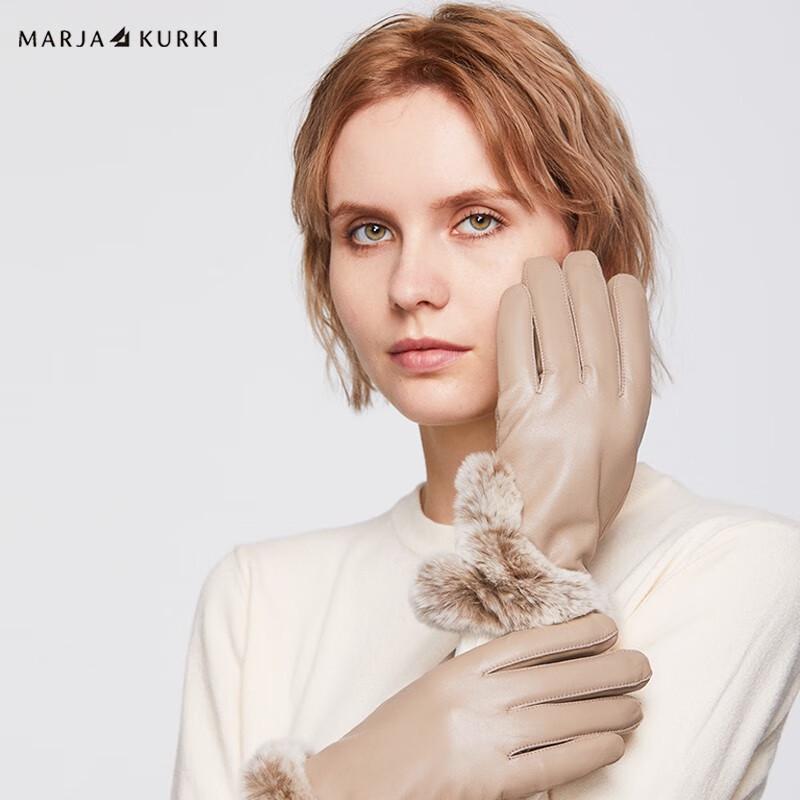 

Женские перчатки из овчины с сенсорным экраном и манжетой из кроличьего меха L