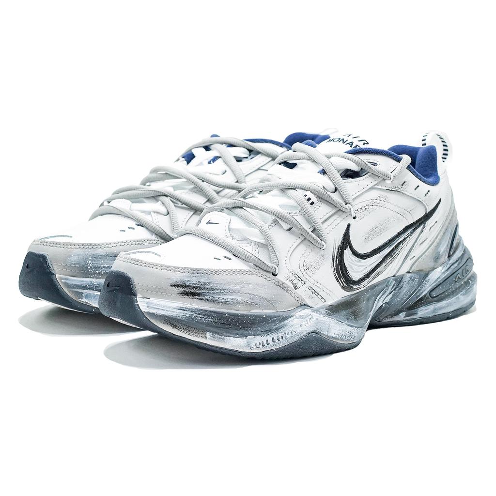 Nike Air Monarch 4 Lightweight Height Increasing Low Top Chunky Sneakers Men's White Gray 415445-102(Team1375- )