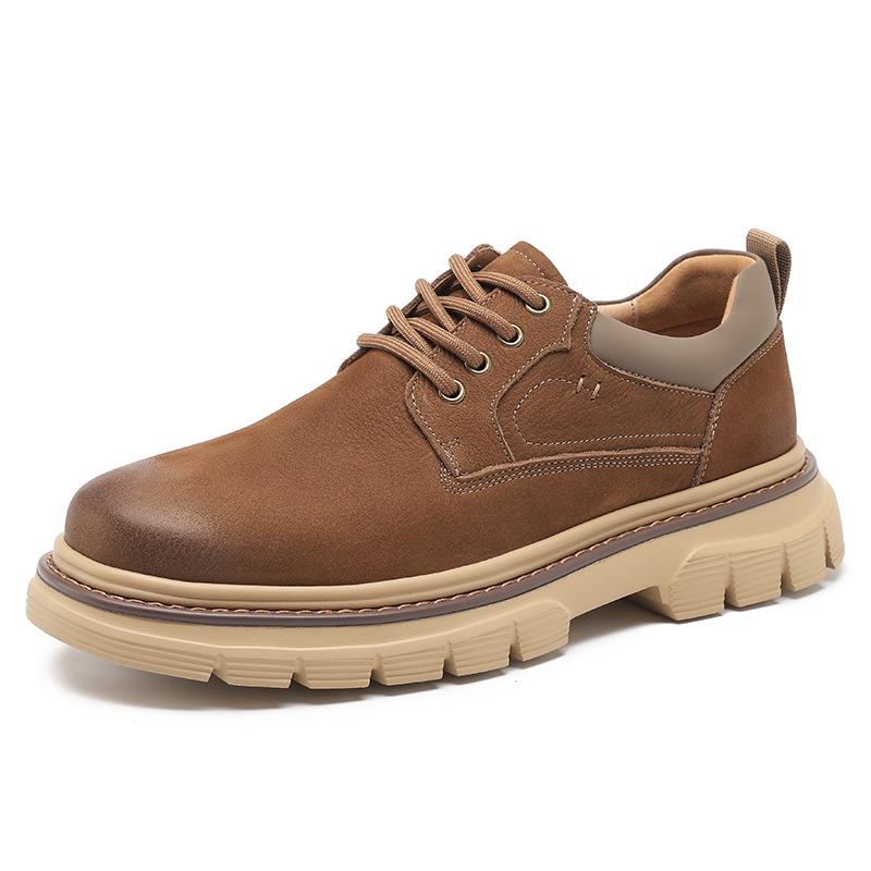 2025 Men's Genuine Leather Business Casual Shoes - Autumn British Style, Low-Top, Big Toe Design