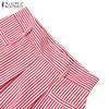 ZANZEA Elegant Women Striped Zipper Casual Long Swing Skirts