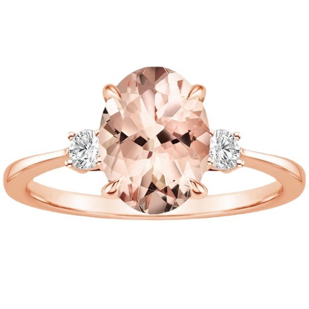 

18k Rose Gold Plated Oval Morganite Champagne Color Ring for Women Elegant Fashion Jewelry Gift no. 6 розового золота