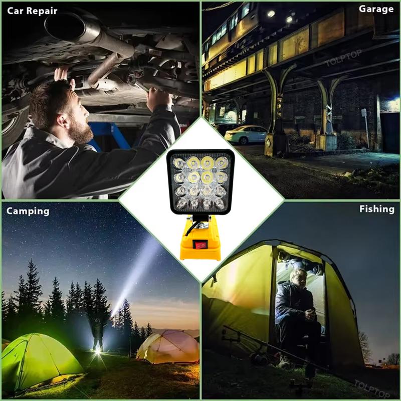 HOT 3 Inch Outdoor LED Work Light For Dewalt 18V Battery Portable Spotlights Fishing Handheld Cordless Lights Emergency Camping
