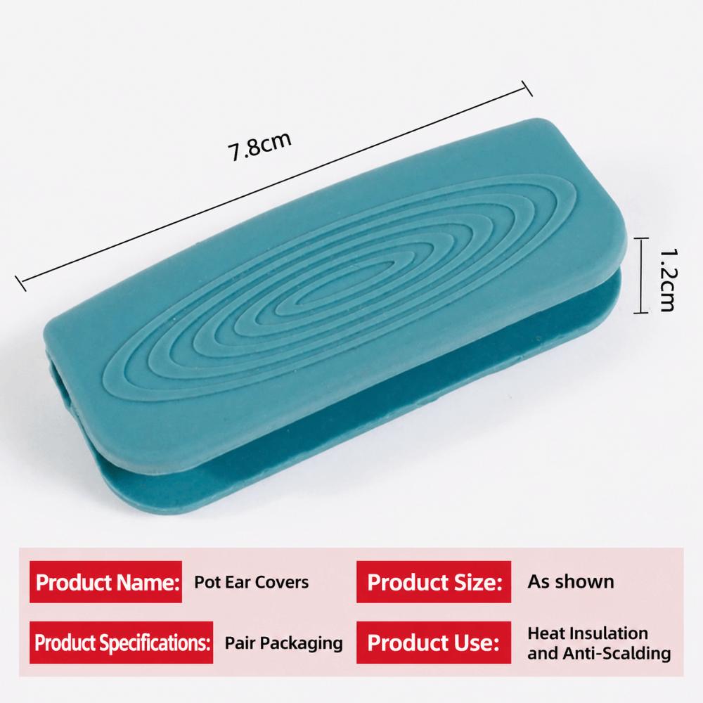 1Pair Heat Insulated Silicone Handle Cover Anti-scald Non-slip Pot Ear Sleeve Flexible Fit Food Grade Silicone Pot Handle Guard
