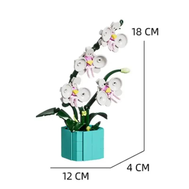 Plante în ghiveci rafinate din piese de construcție, cărămizi creative model MOC, blocuri de construcție jucării flori DIY, cadouri pentru copii și fete