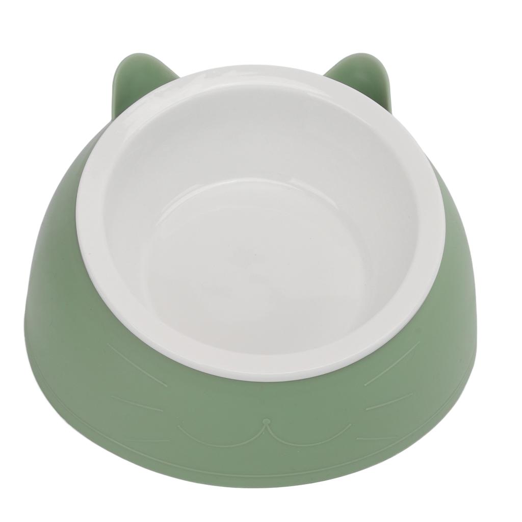 Ceramic Pet Bowl Set Food Grade Anti   Double Food Water Bowls for Cats Dogs Kittens and Puppies(Green [Cheongsam Meow] Green Background )