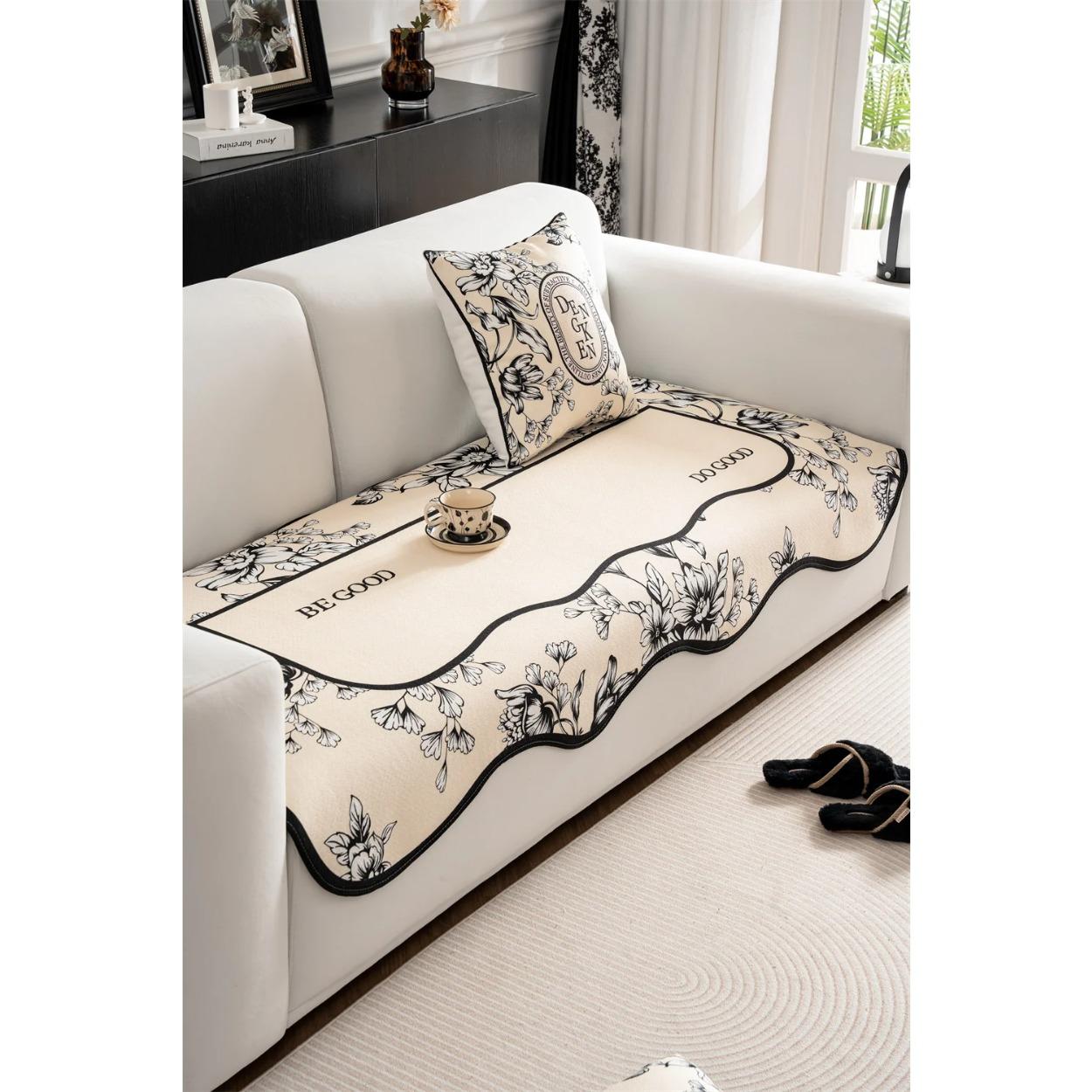 

Необычный чехол для дивана из синели с цветком, плюшевый секционный диван, скандинавский нескользящий чехол для дивана, мебельная подушка, коврик для ковра 70x70