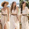 Braided Waist Belt with Fringe Tassels Adjustable Buckle Closure Fringed for
