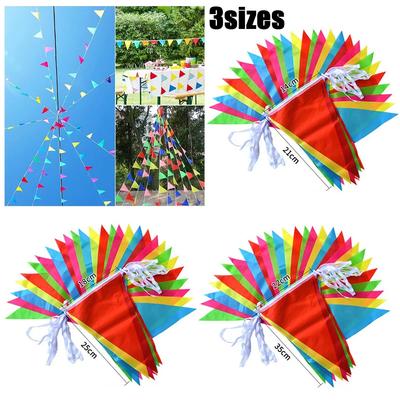 Banderole Drapeau Triangle Coloré 100m Guirlande Bannière Fête Festival Vacances Maison Jardin Décoration