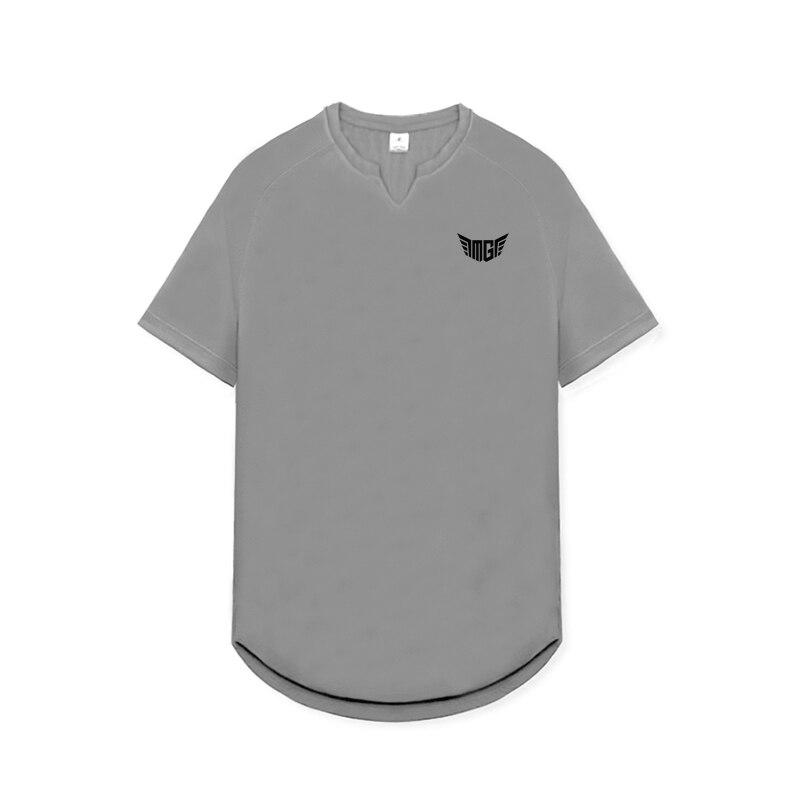 Muscleguys Men's Body-building Short Sleeved T-shirt Slim Fitting Breathable Sweat Absorbing Fitness Suit Sports Casual Tops
