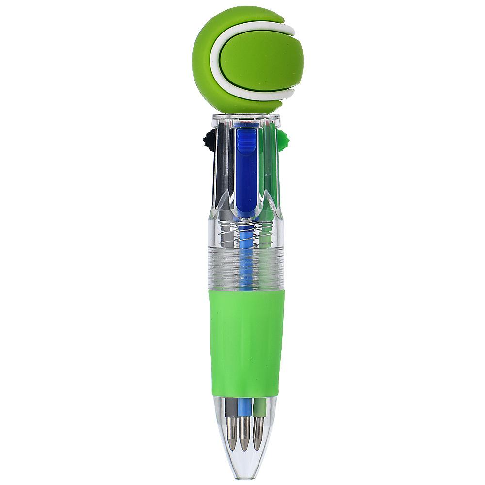 2pcs Cute Football Basketball Rugby Shaped Four-Color Ballpoint Pen, Cartoon Multicolor Mini Journal Short Pen