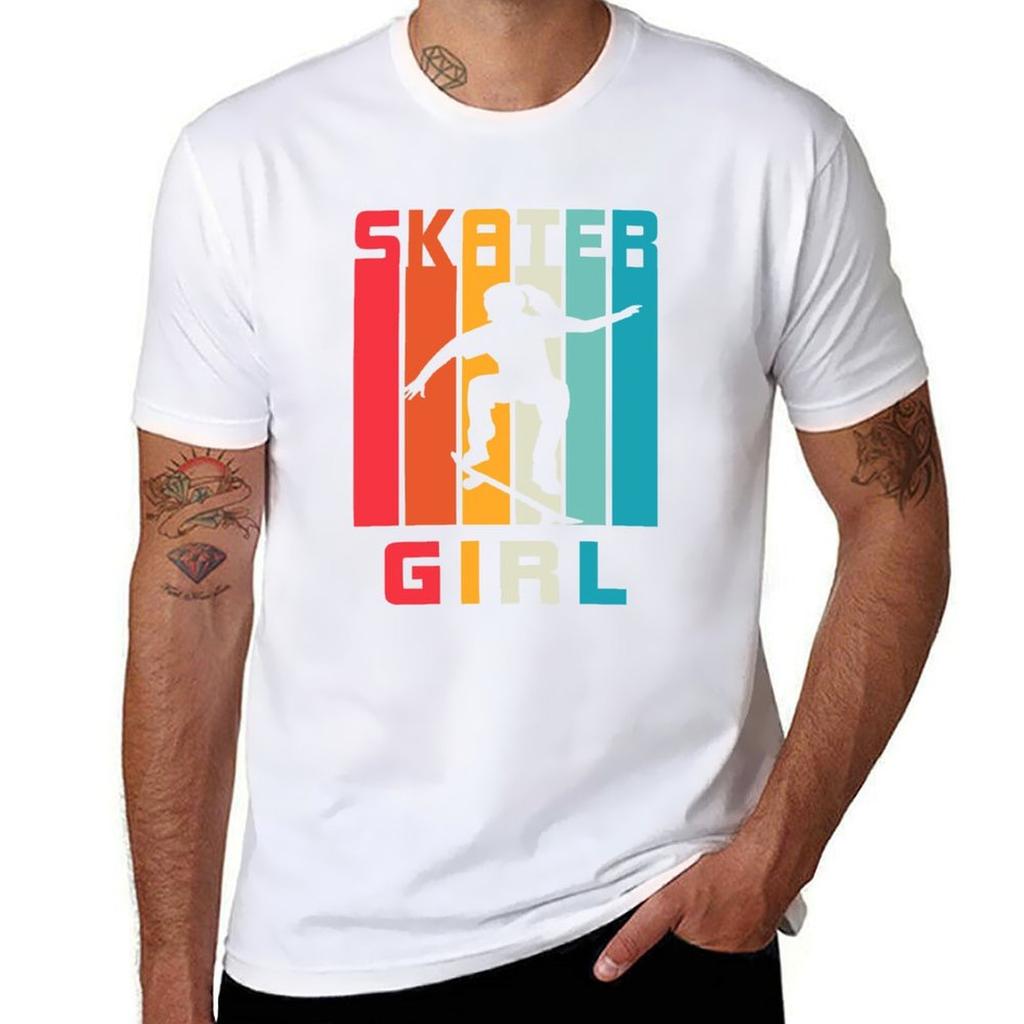 Skater Girl Retro Vintage Tshirt Sporty Breathable Short Sleeve Tshirt
