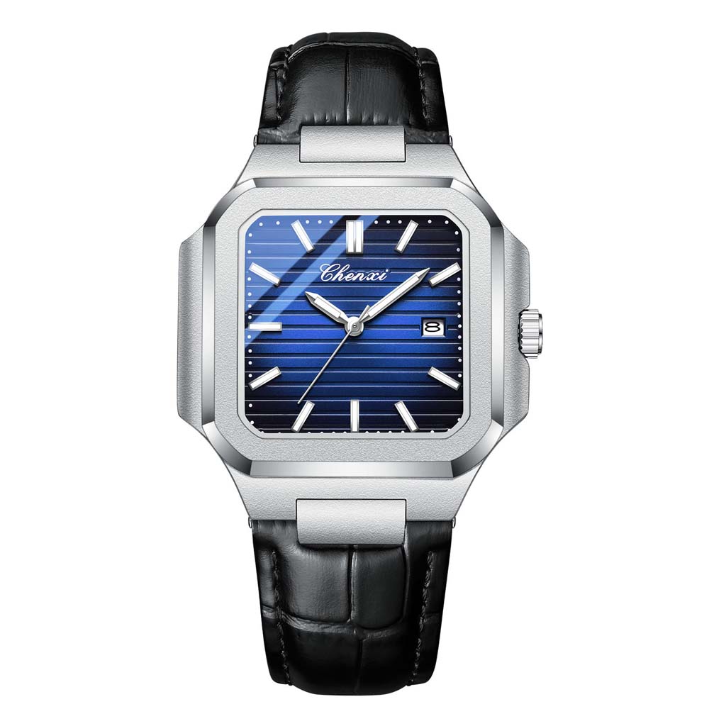 Chenxi Brand Men's Quartz Watch Square Stainless Waterproof Luminous Date Luxury Women's Wristwatch Male Clock Gift For Couple