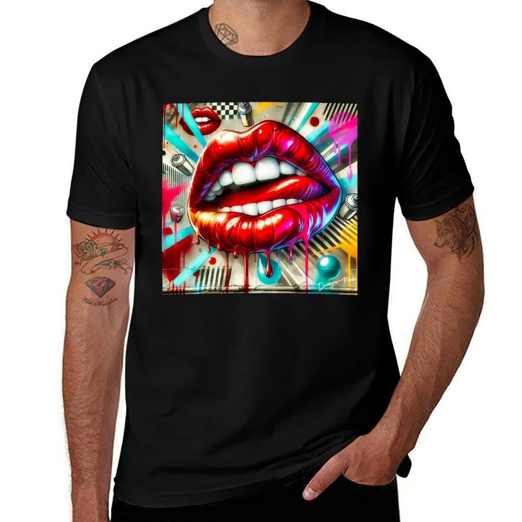 Modern Graffiti Wall Art Lips And Mouth TShirt Lightweight Running TShirt