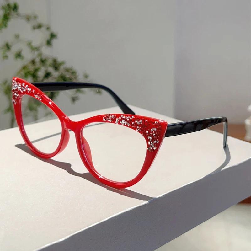 GM LUMIAS Katzenaugenbrille mit Strasssteinen Damen Mode Mehrfarbig Süßigkeitenfarbe Optische Fassungen Trendig Original Handgemacht Dekor Brillen