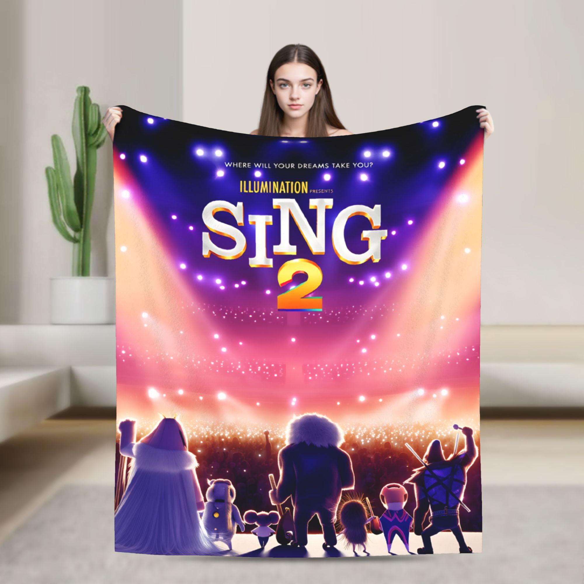 

Sing 2 Movie All Characters Buster Ash Flannel Blanket Soft Durable Throw Blanket for Outdoor Pattern Bedspread Sofa Bed Cover 75cmx90cm