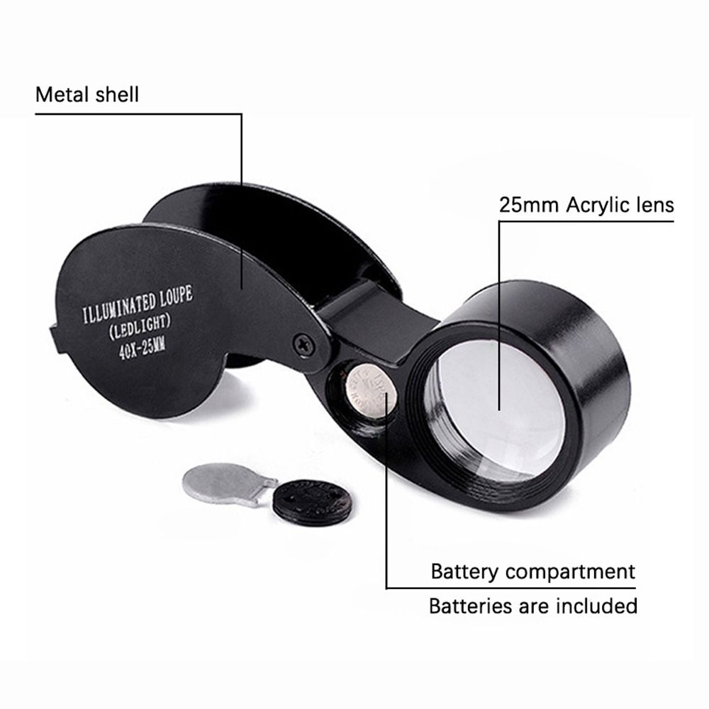 Illuminated Loupe Foldable Magnifier Folding 40X Magnifying Glass Mini   Repair Tool