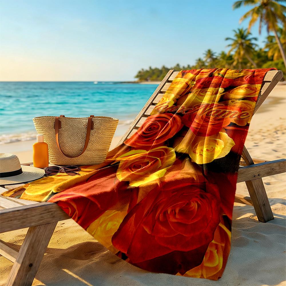 Rose Personalized Text Beach Towel Soft Durable Quick-Dry Portable for SwimmingBeachCamping Travel Beach AccessoriesGym