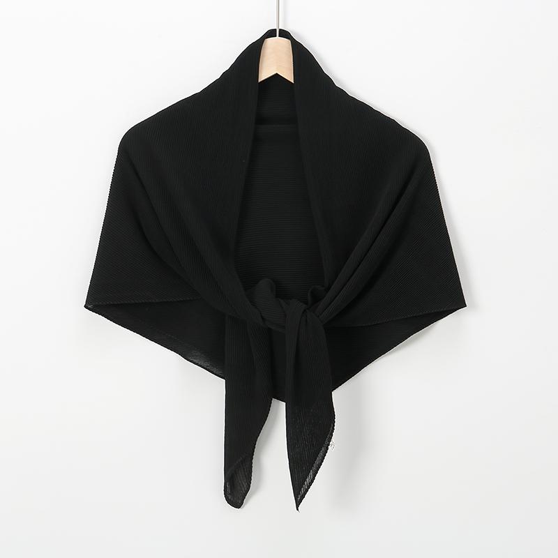 Pleated Square Scarf For Women Muslim Chiffon Hijabs Shawl Solid Crinkle Headscarf Wraps Islamic Turban Headband Bandana Foulard