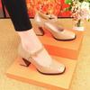 women fashion sweet round toe black high quality patent leather office career shoes lady beige comfort pumps ab516