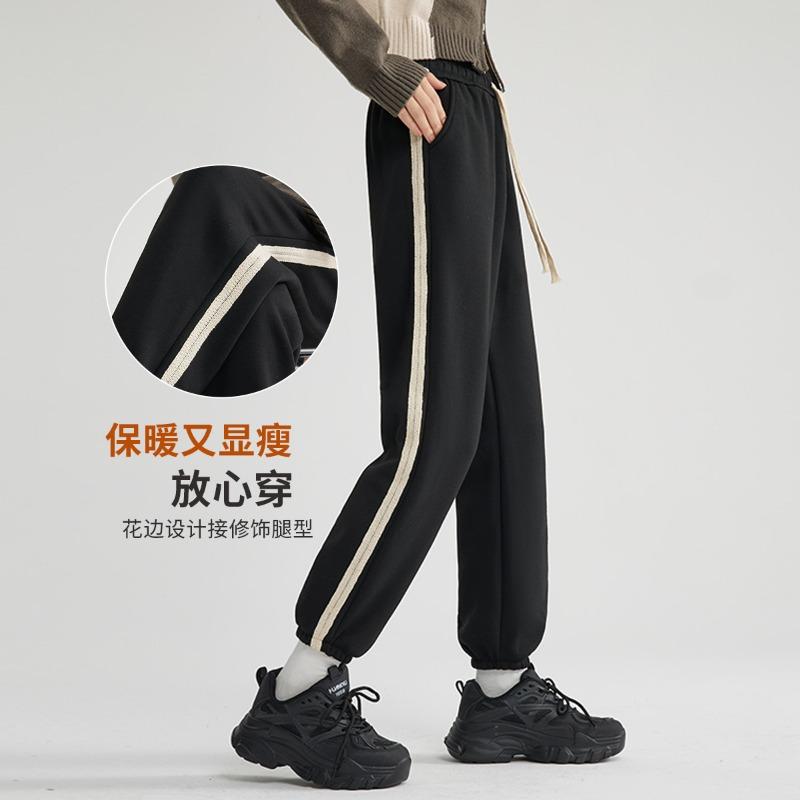Sweatpants women's pants new small leggings gray casual autumn and winter versatile velvet nine-point sweatpants