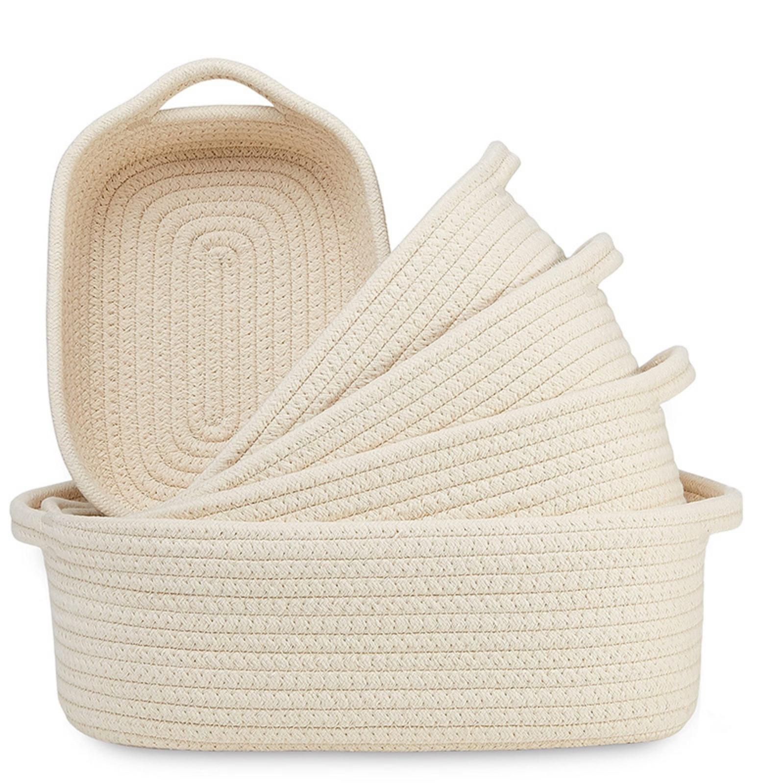

Cotton Rope Woven Storage Basket Set Nesting Home Organizer Baskets for Household Storage and Decluttering with Durable Construction One Size бежевый